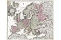 Seutter G.M.: Europa, kolor. mědiryt, 1740