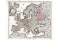 Seutter G.M.: Europa, kolor. mědiryt, 1740