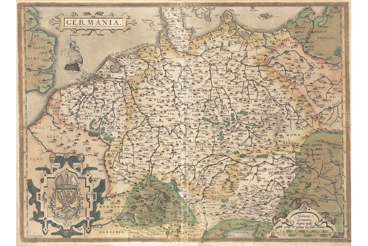 Ortelius A. : Germania (Čechy), mědiryt, 1580