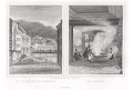 Karlovy Vary vřídlo, Lange, oceloryt, 1842