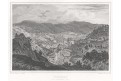 Karlovy Vary od Belvedere, Lange, oceloryt, 1842