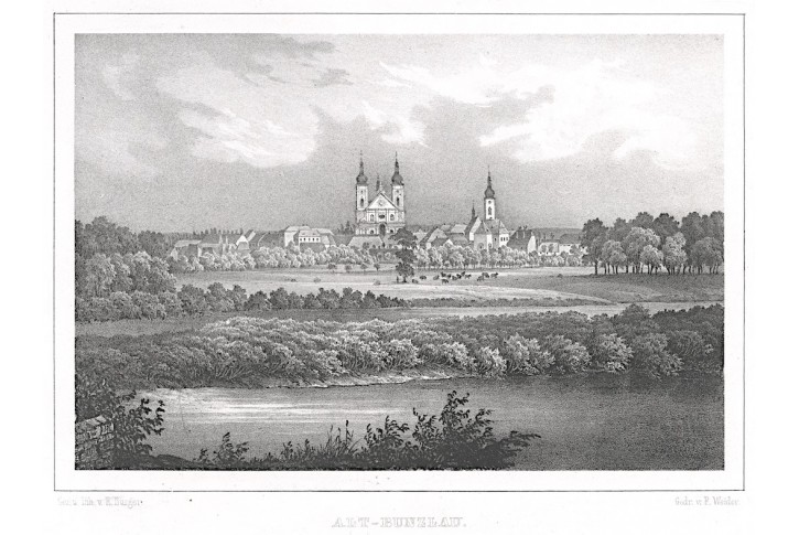 Stará Boleslav, Semmler, litografie, 1845