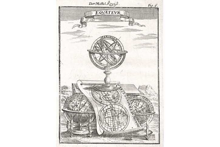 Meridian, Mallet, mědiryt, 1719