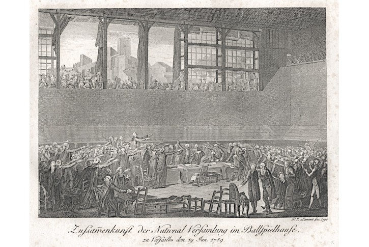 Paříž Národní shromáždění 1789, mědiryt, (1815)