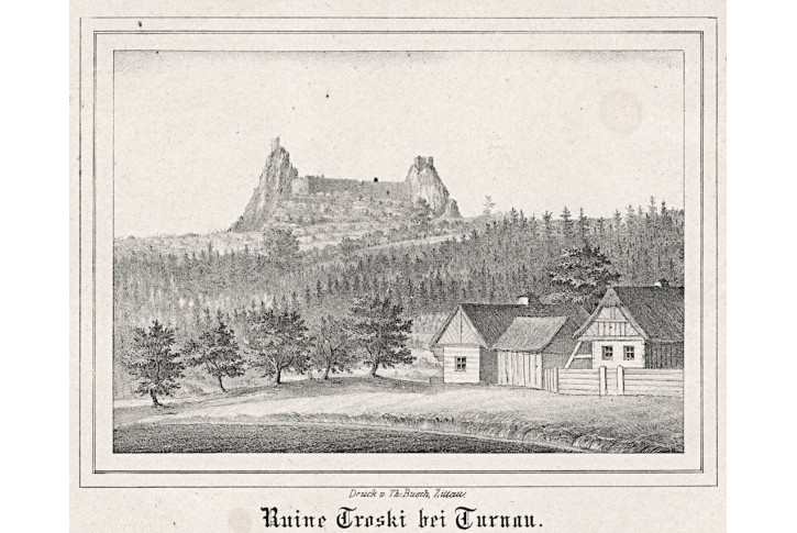 Trosky, litografie, 1869