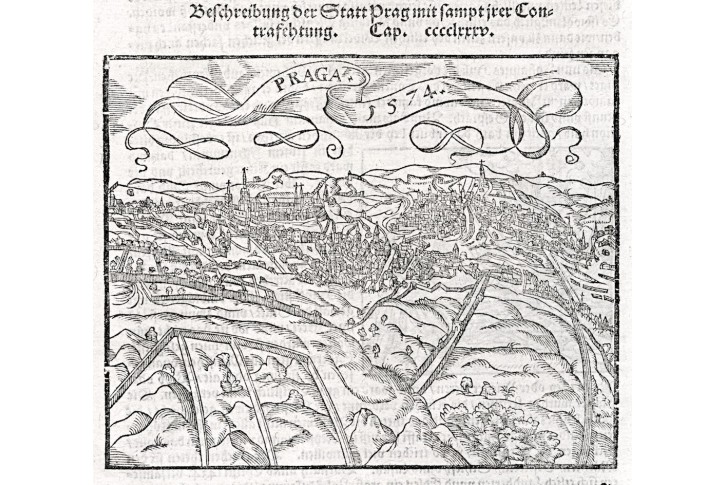 Praha 1574, Münster, dřevořez , 16 stol