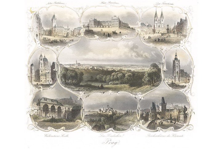 Praha, Payne, kolor. oceloryt 1860