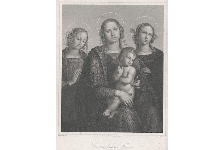 Svaté ženy dle Perugia, oceloryt, (1850)