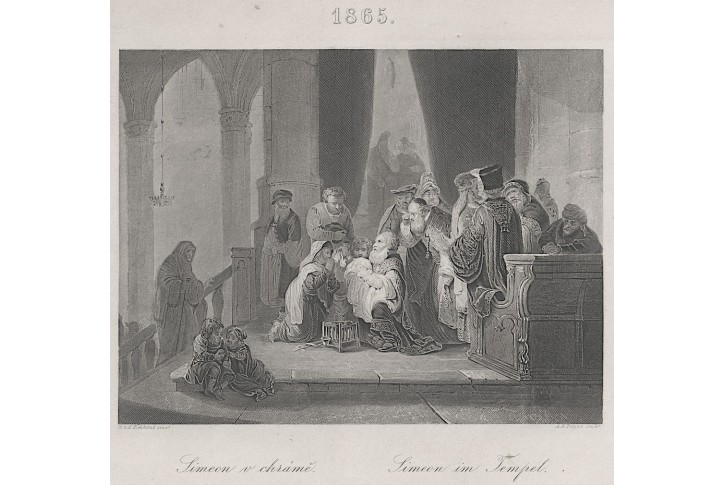 Simeon v chrámě, Payne,  oceloryt, 1865