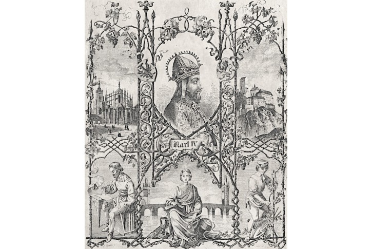 Karel IV., Karlštejn,  Medau, litografie, 1848