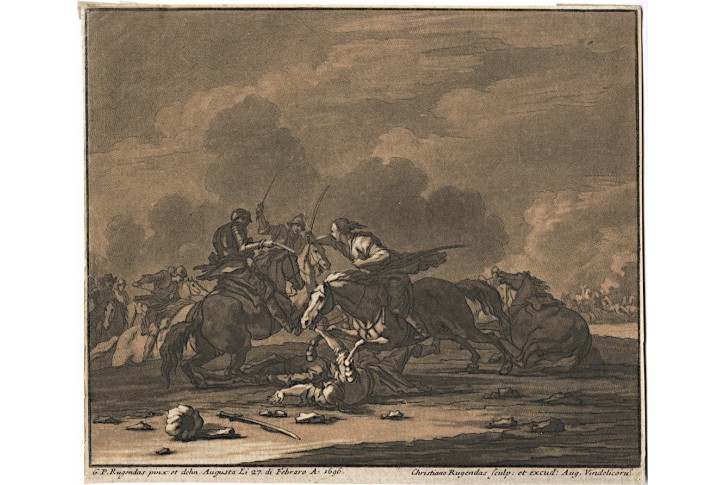 Bitva ,  ležení , mezzotinta, 1696