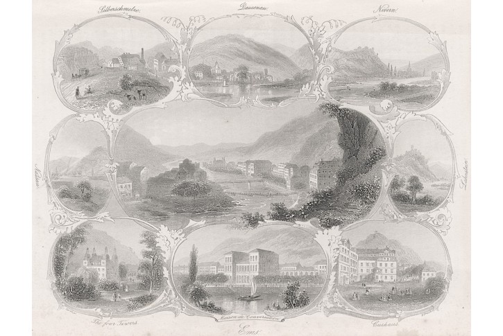 Bad Ems, Payne, oceloryt, (1850)