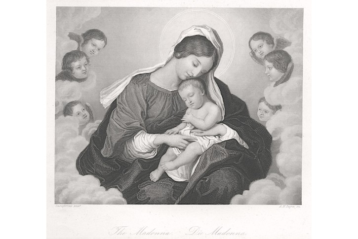 Madonna dle Sassoferato, Payne, oceloryt, (1860)
