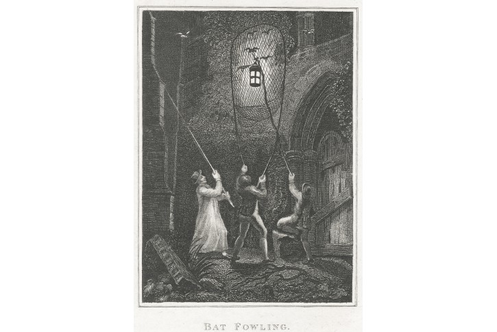 Lov ptáků v noci, Wheble, mědiryt, 1813