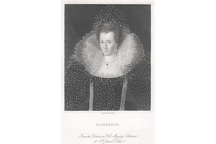 Queen Elizabeth I, Virtue, oceloryt, (1840)