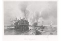 Námořní bitva, Payne, oceloryt, (1860)