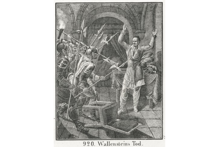 Valdštejn zavraždění, Neue.., litografie , 1837