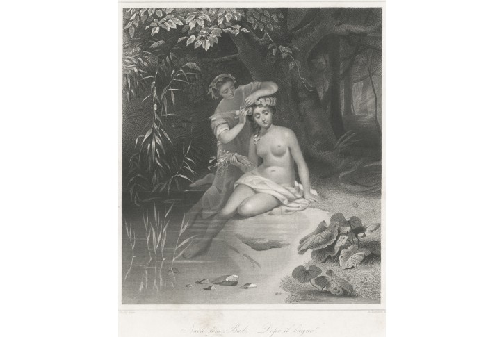 Po koupeli, Hanisch, oceloryt, (1860)