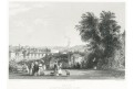 Praha z Letné,  Weidmann, kolor. oceloryt, 1840