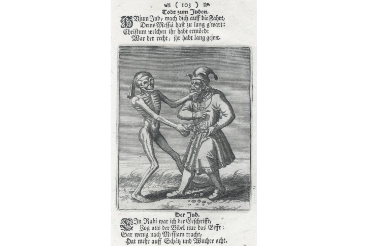 Tanec smrti - Žid, Merian M. , mědiryt, 1725