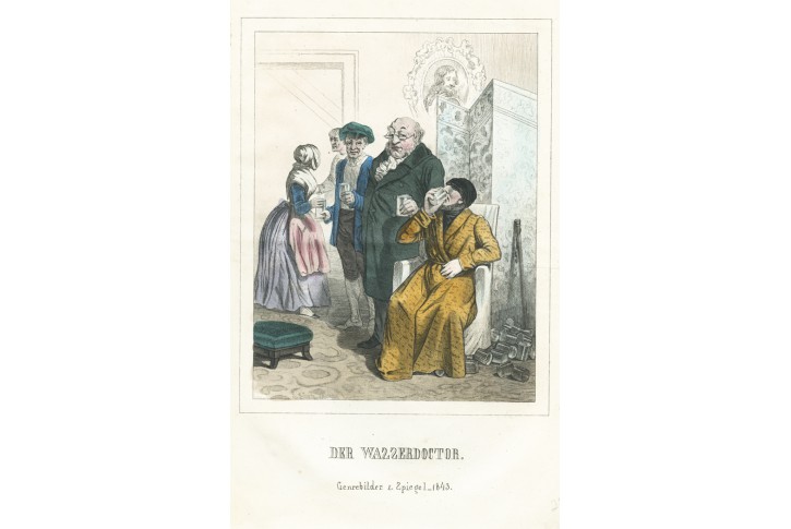 Léčení vodou, kolor. litografie, 1843