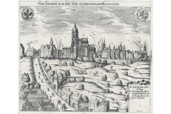 Praha defenestrace, Bellus, mědiryt ,1627