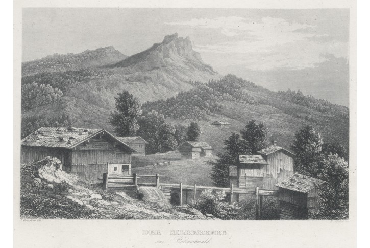 Šumava Stříbrná hora, Haase, oceloryt, 1840