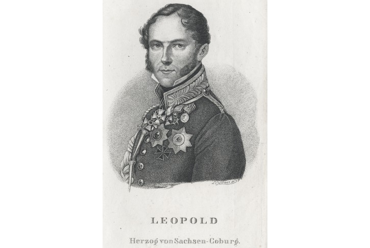 Leopold von Sachsen Coburg, mědiryt, (1830)