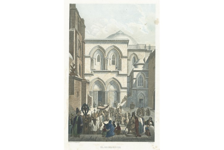 Jerusalem Boží hrob II., kolor litografie, 1861