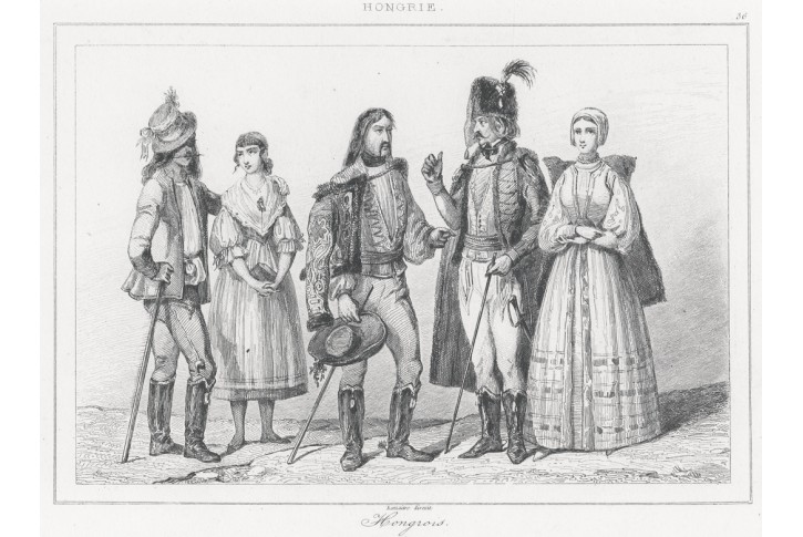 Uhersko kroje, Le Bas, oceloryt 1840