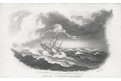 Loď Cleopatra v bouři, akvatinta, 1814