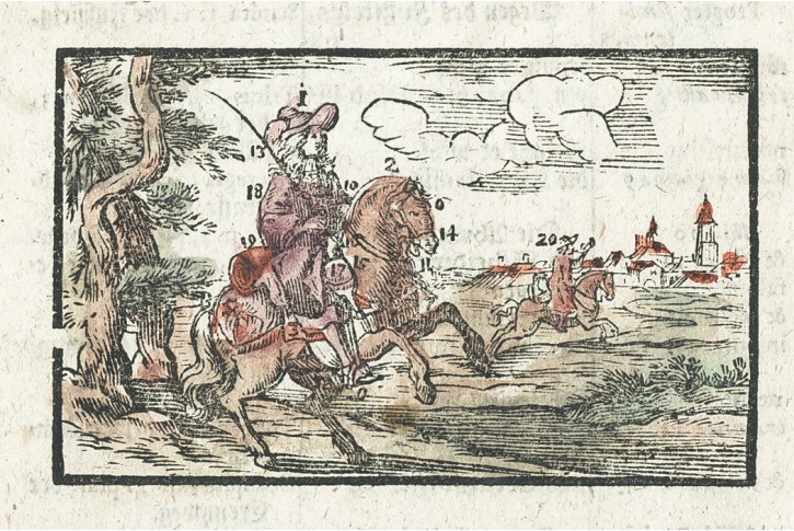 Jezdec,  dřevořez, (1800)