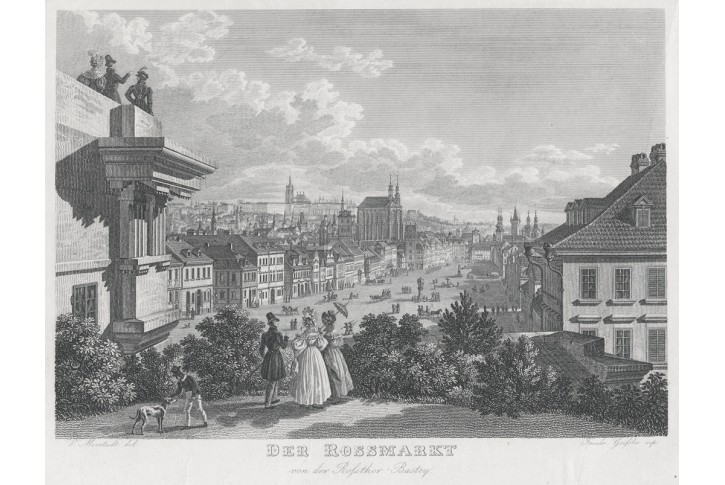 Praha Václavské, Morstadt, oceloryt, (1850)