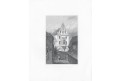 Kutná Hora Kamenný dům, Lange, oceloryt, 1842