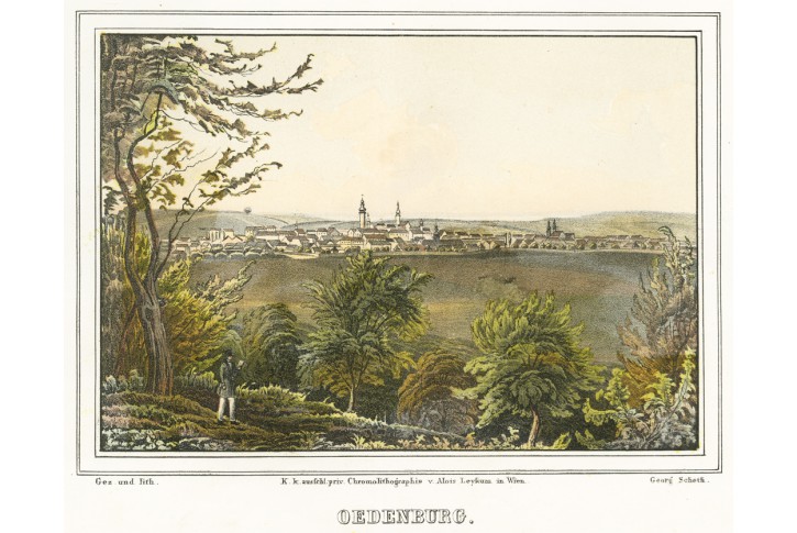 Sopron Oedenburg město, litografie, 1840