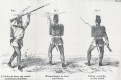 Vojáci cvičení, litografie, (1870)
