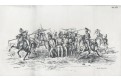 Pěchota v boji s jízdou, litografie, (1870)