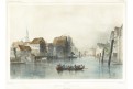 Hamburg před požárem, kolor. litografie, (1845)