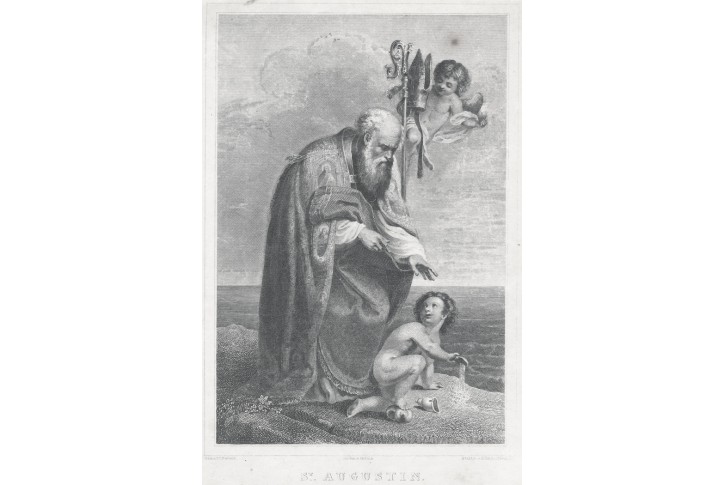 Sv. Augustin podle Rubense, Döbler, oceloryt, 1840