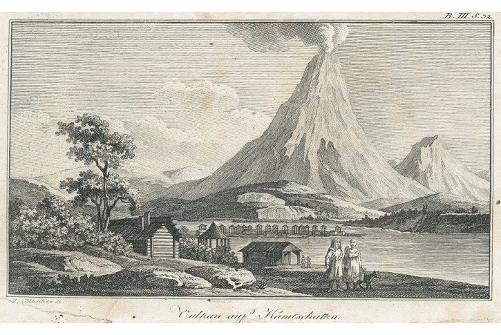 Kamčatka sopka, Blaschke, mědiryt, (1820)