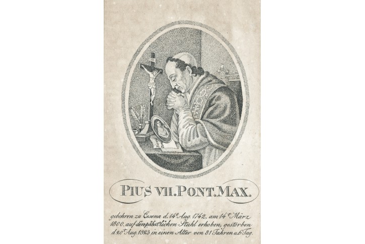 Pius VII. papež, mědiryt, 1830