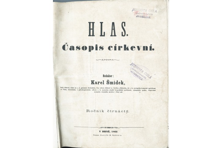 Hlas Časopis církevní roč. 14. a 15. Brno 1862 -63