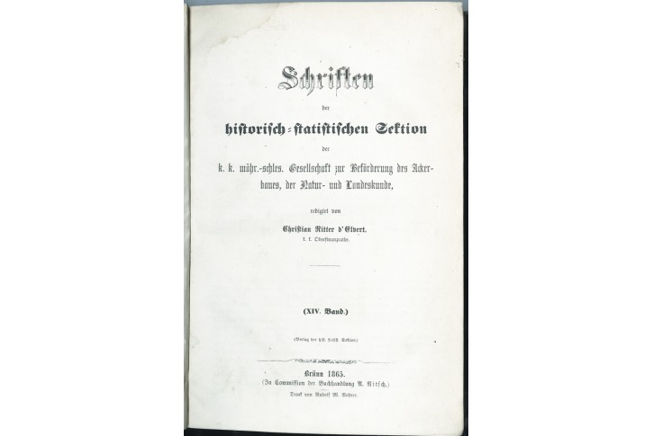Elvert Chr.: Historisch Statistis. XVI, Brno 1865
