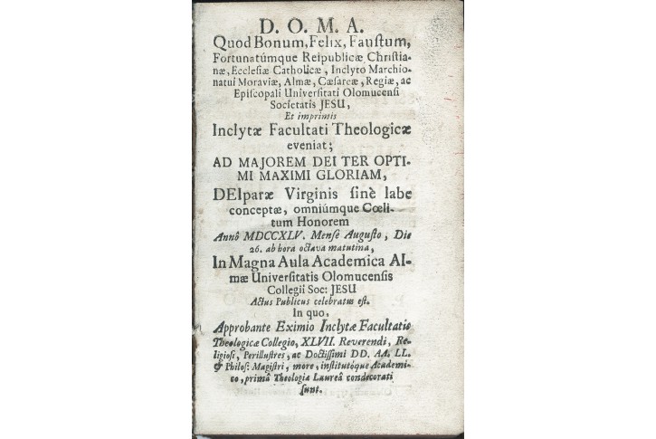 Grassoldt B.: Quod Bonum, Felix, Olomouc, 1745
