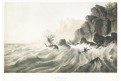 Loď v bouři, litografie, (1860)