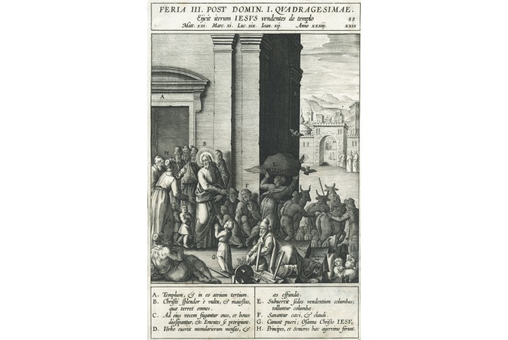 Ježíš a penězoměnci,  Wierix, mědiryt, 1593