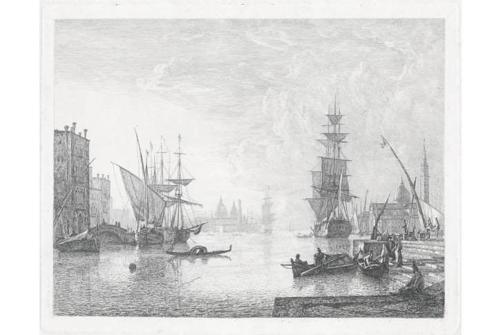 Lodě Venezia Canale Grande, lept, (1870)