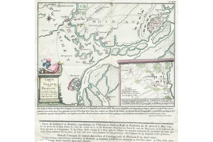 Galati Braila vítězství nad turky, mědiryt 1789