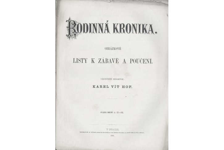 Rodinná kronika týdenník II., Praha, 1862