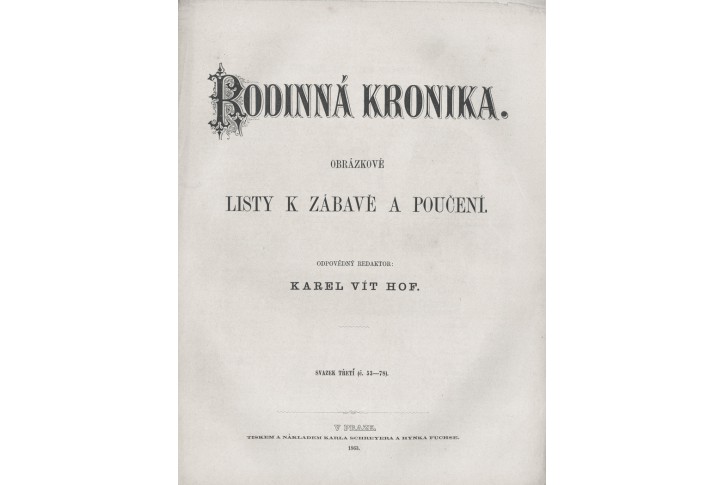 Rodinná kronika týdenník III., Praha, 1863